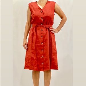 IRIS&INK JADE BELTED LINEN DRESS